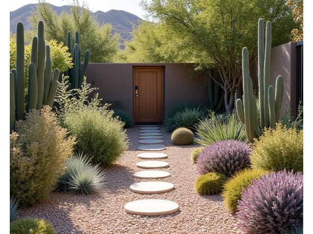 Jardín sostenible con plantas de bajo consumo de agua (xeriscaping)