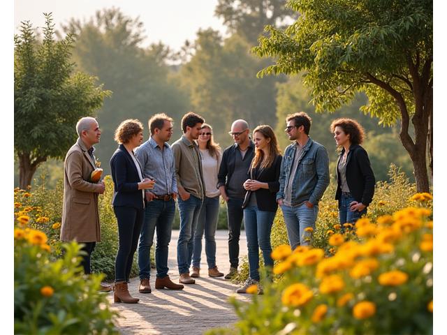 Equipo de Jardines del Ebro en un jardín diseñado, mostrando pasión y atención al detalle.